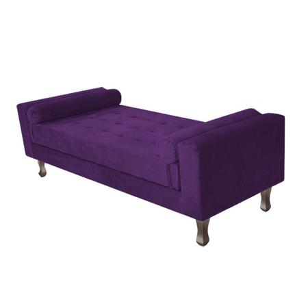 Imagem de Kit Cabeceira Lady e Recamier Félix 90 cm Solteiro Suede Roxo - Doce Sonho Móveis