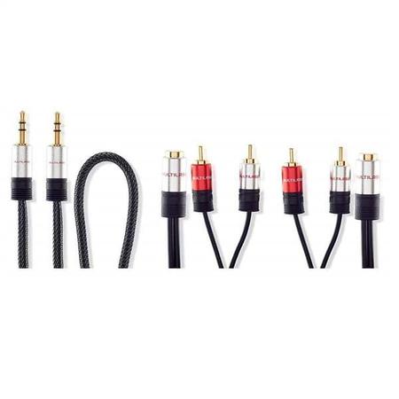 Imagem de Kit Cabo Áudio Nylon 35Mm M/M + 2 Adaptadores 2RCA M X 35Mm - WI286