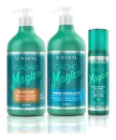 Imagem de Kit Cacho Mágico Shampoo Creme Modelador 500Ml Fluido 200Ml