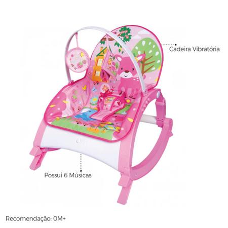 Imagem de Kit Cadeira de Descanso Snack Vibratória Rosa + Mobile Berço