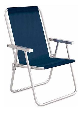 Imagem de Kit cadeira praia mor alta conforto aluminio sannet azul 2 unidades