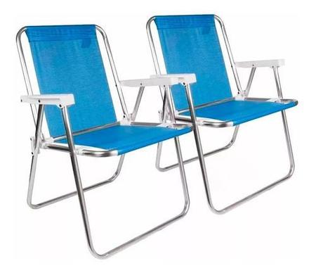 Imagem de Kit cadeira praia mor alta sannet azul 2 unidades