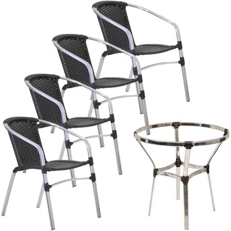 Kit Cadeiras e Mesa Jantar Turin em Alumínio E Fibra Sintética Trama Original Imagem de Kit Cadeiras e Mesa Jantar Turin em Alumínio E Fibra Sintética Trama Original