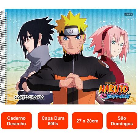 Caderno de Desenho 60fls Capa Dura Naruto 2023 Escolar São