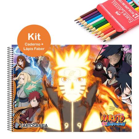 Kit Caderno de Desenho Naruto 60fls Capa Dura C3 São Domingos + Lápis de  Cor Faber 12 Cores Escolar Infantil Fundamental - Caderno de Desenho -  Magazine Luiza