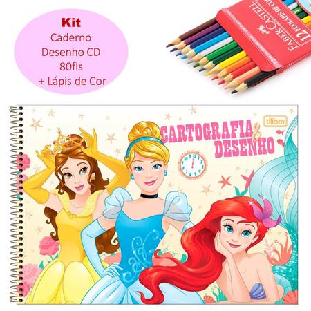 Kit 3 Revistas PINTE e BRINQUE PRINCESAS DISNEY com 3 caixinmhas de Lápis  de Cor 6 Cores ou seja 18 lápis de cor Passatempo, Jogos, Atividades,  Pintar