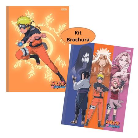 Kit 2 Cadernos Naruto Shippuden Brochurinha Pequeno 80 Fls Naruto