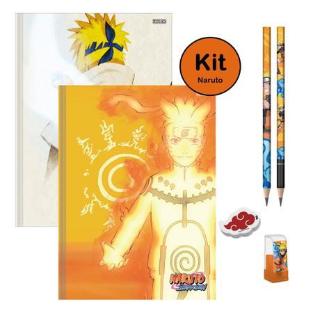 Kit 2un Caderno Naruto Uzumaki Shippuden Brochura 80 Fls Capa Dura