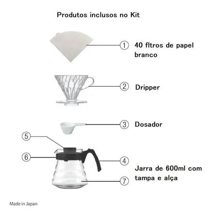 Imagem de Kit Cafeteira Portátil Manual Hario V60 02 Preta De Filtro, A Preferida dos Baristas!