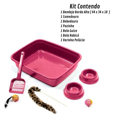 Imagem de Kit Caixa de Areia Bandeja Gato Prime 7 Peças