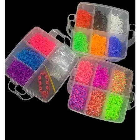 Imagem de Kit Caixa Maleta Divertida Organizadora + 2500 Elásticos Pulseira Pulseirinha De Silicone