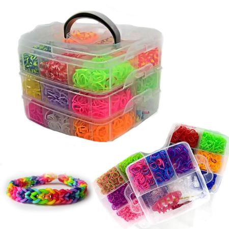 Imagem de Kit Caixa Maleta Divertida Organizadora + 2500 Elásticos Pulseira Pulseirinha De Silicone