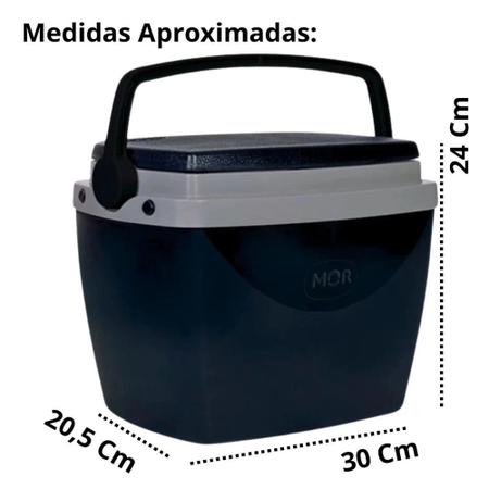 Imagem de Kit Caixa Termica Preta Cooler Pequeno 6 L / 8 Latas + Cadeira de Praia Aluminio  Mor 