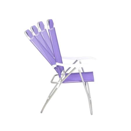 Imagem de Kit Caixa Termica Roxa Cooler 26 L + Cadeira de Praia Lilas Prosa 4 Posicoes