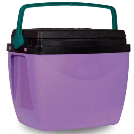 Imagem de Kit Caixa Termica Roxa Cooler 26 L + Cadeira de Praia Lilas Prosa 4 Posicoes