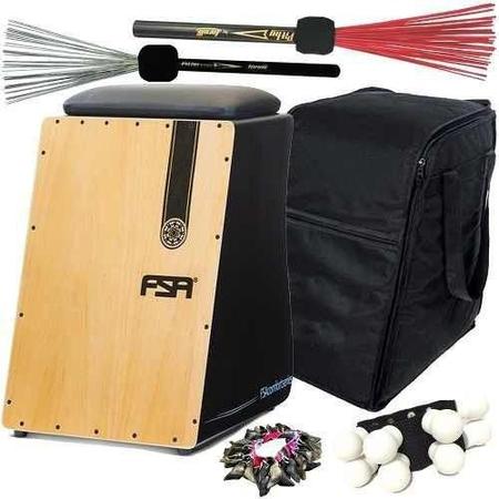 Imagem de Kit Cajon Elétrico Captação Dupla C/ Capa Canela Fca4501 Fsa