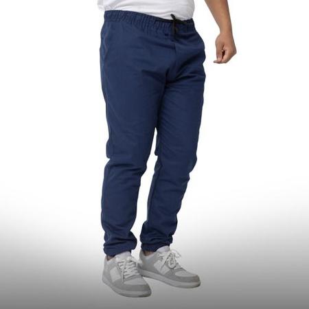 Imagem de Kit Calça Jogger Slim Conf Sarja Duravel Basica Azul Branco