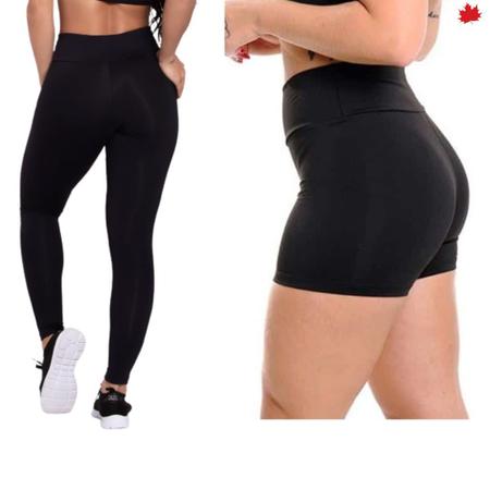 Imagem de Kit Calça Legging e Short suplex Combo Legging Feminina Cintura Alta