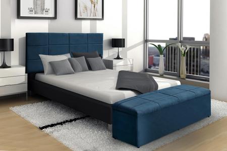 Imagem de Kit Calçadeira e Painel Raissa 193 cm Suede Azul Marinho