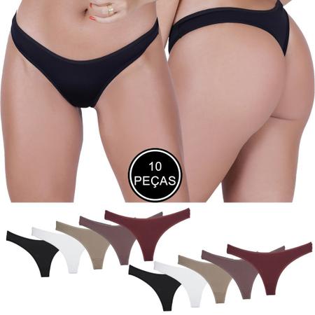 Imagem de Kit Calcinha Light Algodão Fio Dental 10 Peças Compras de Lingerie Multicolorido