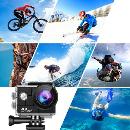 Imagem de KIT Câmera De Ação H9RS 4K + Cartão 32GB + Bateria Extra Microfone Externo Estabilizador EIS Controle WiFi Sport