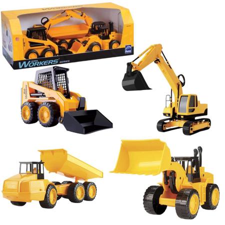 Kit 4 Caminhão Truck Construção 17 Cm Brinquedo Infantil