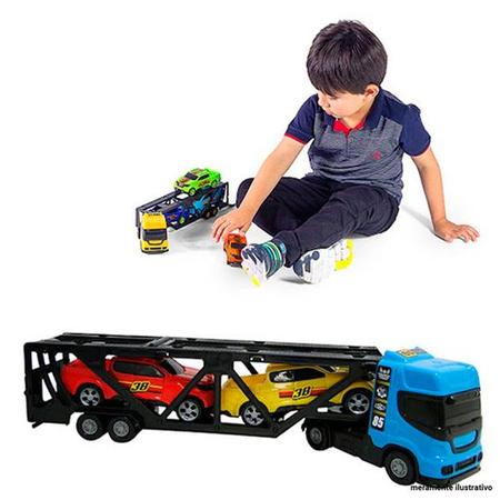 Caminhão Brinquedo Infantil Cegonha 4 Carrinhos Cegonheira