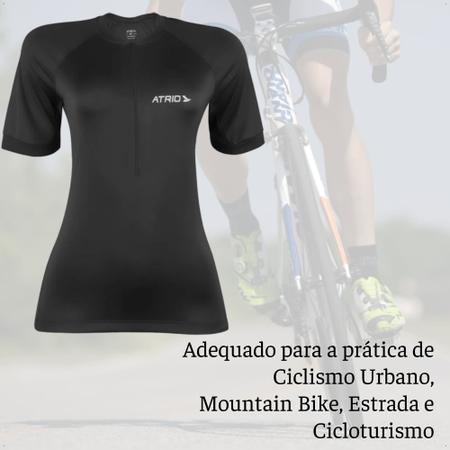 Imagem de Kit Camisa Ciclismo Feminina Preta Tamanho G Zíper Dryfit + Bermuda