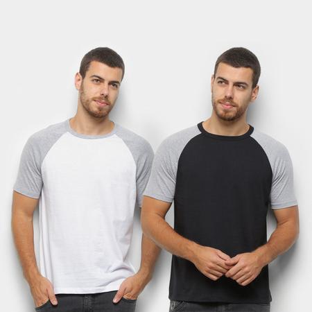 Imagem de Kit Camiseta Básica Raglan Masculina c/ 2 Peças