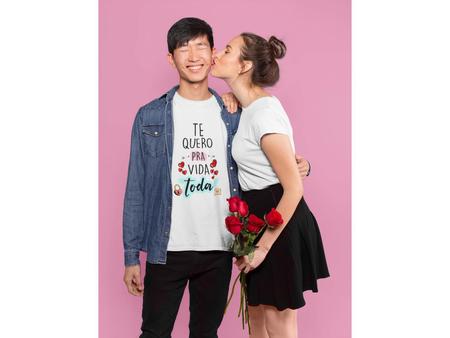 Imagem de Kit Camiseta Casal Dia dos Namorados Noivos Casados Branca
