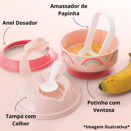 Imagem de Kit Caneca 330ml e Pote de Papinha Com Amassador Arco Iris