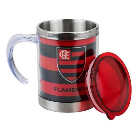 Imagem de Kit Caneca Térmica Inox Flamengo + Chaveiro Oficial 450Ml