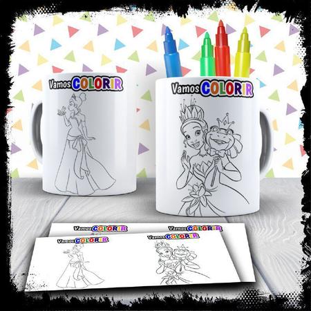 Kit Caneca Vamos Colorir A Princesa e o Sapo + Jogo de Canetinhas - Mary  Pop Personalizados - Canecas - Magazine Luiza