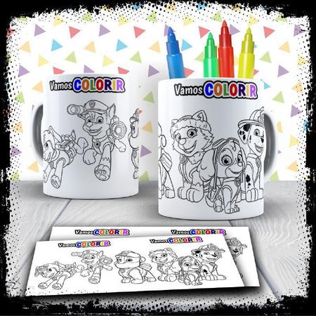 Kit Caneca Vamos Colorir Patrulha Canina + Jogo de Canetinhas - Mary Pop  Personalizados - Caneca - Magazine Luiza