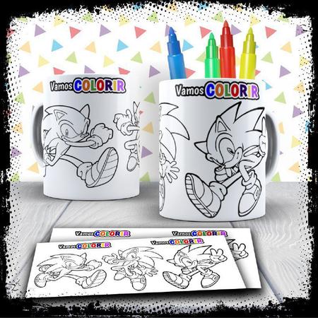 Kit Caneca Vamos Colorir Sonic + Jogo de Canetinhas - Mary Pop  Personalizados - Canecas - Magazine Luiza