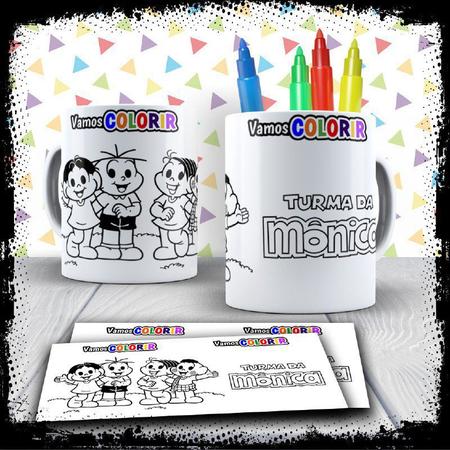 Kit Caneca Vamos Colorir Turma da Mônica + Jogo de Canetinhas - Mary Pop  Personalizados - Canecas - Magazine Luiza