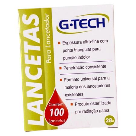 Imagem de Kit  Caneta + Lanceta para lancetador G-Tech II 28G - caixa com 100 unidad