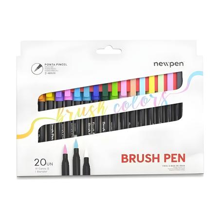 Imagem de Kit Caneta Marcador Newpen Pincel Brush Pen Cores 20