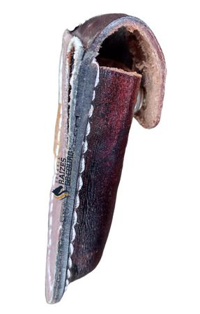 Imagem de Kit Canivete Em Aço Niquelado Tamanho M + Bainha Porta Canivete Em Couro Oferta Da Fábrica