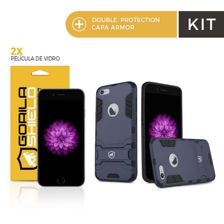 Imagem de Kit Capa Armor e Pelicula de Vidro Dupla para Iphone 6 e 6s - Gshield