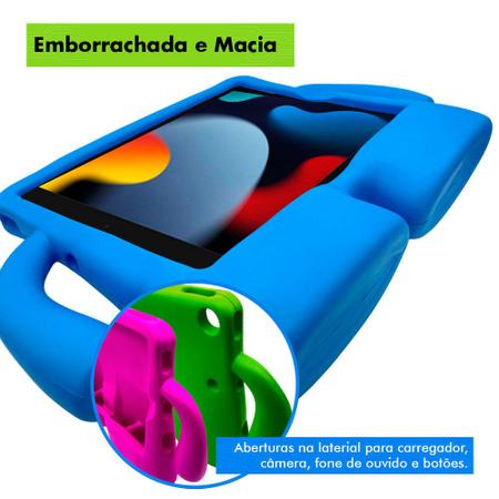 Imagem de Kit Capa Case Infantil Ipad 9 9ª Geração 2021 Kids Macia Resistente Anti Impacto + Pelicula