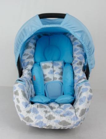 Imagem de Kit capa de bebê conforto e redutor - nuvem azul nova
