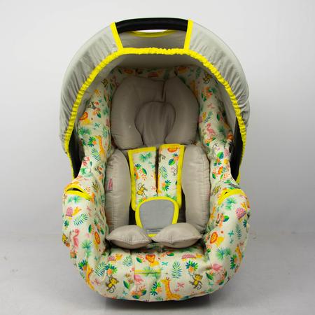 Imagem de Kit capa de bebê conforto e redutor - safari floral amarelo