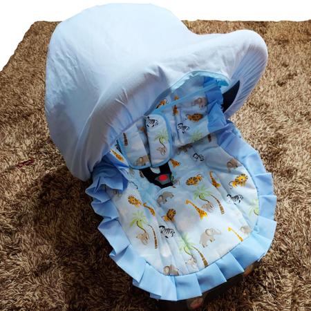 Imagem de Kit Capa de Bebê Conforto + Protetor de Cinto + Capota Solar 100% Algodão
