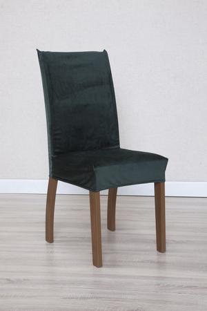 Imagem de Kit Capa de Cadeira 2 Peças Suede Veludo Sala de Jantar Protege o Estofado Renova o Visual Verde Musgo