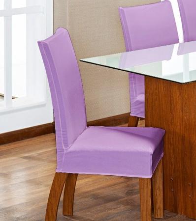 Imagem de Kit Capa de Cadeira 6 Peças Sala de Jantar Protege o Estofado Renova o Visual Malha Gel Lilás