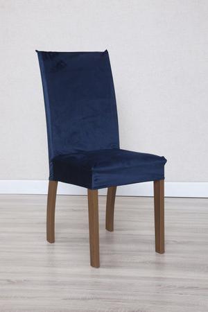 Imagem de Kit Capa de Cadeira 6 Peças Suede Veludo Sala de Jantar Protege o Estofado Renova o Visual Azul Marinho