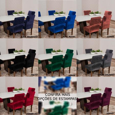 Imagem de Kit capa de cadeira em veludo cozinha 4 peças várias cores