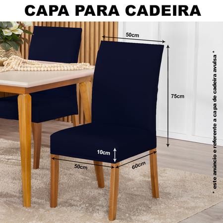 Imagem de Kit Capa De Cadeiras Sala de Jantar 04 Unidades Malha Gel Azul Marinho