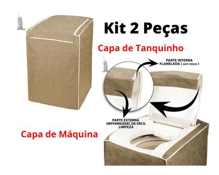 Imagem de Kit Capa De Maquina De Lavar Roupas (13 a 16 Kg) e Capa De Tanquinho - C/Zíper Impermeável